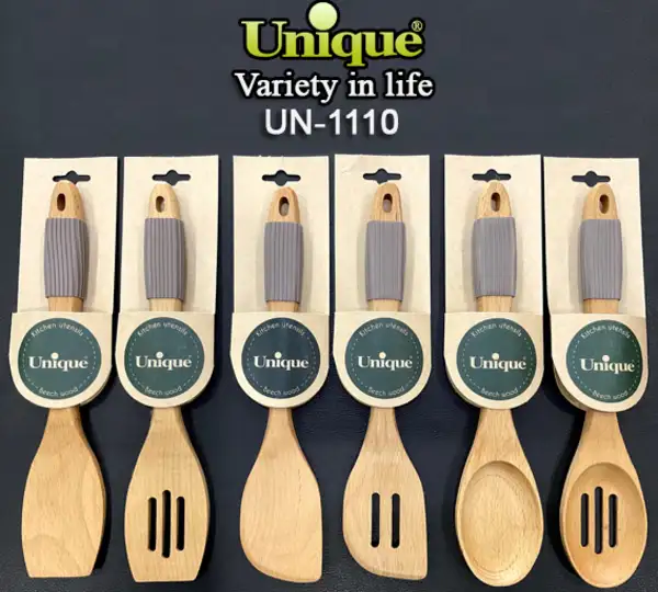 کفگیر چوبی دسته سیلیکون یونیک کد UN-1110