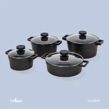 سرویس قابلمه 8 پارچه یونیک - مدل دیاموند - رنگ مشکی کد UN-8500 gallery0