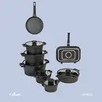سرویس قابلمه 15 پارچه یونیک - مدل دیاموند نوار سیلیکونی - رنگ مشکی کد UN-8520 thumb 1