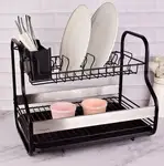 جاظرفی 2 طبقه مشکی یونیک کد UN-2987 (بدنه از جنس آهن با رنگ گوره ای با کیفیت + دو نوار استیل کناری ) thumb 2