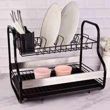 جاظرفی 2 طبقه مشکی یونیک کد UN-2987 (بدنه از جنس آهن با رنگ گوره ای با کیفیت + دو نوار استیل کناری ) gallery1