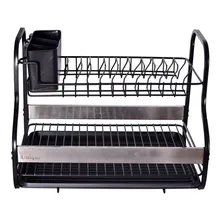 جاظرفی 2 طبقه مشکی یونیک کد UN-2987 (بدنه از جنس آهن با رنگ گوره ای با کیفیت + دو نوار استیل کناری ) gallery0