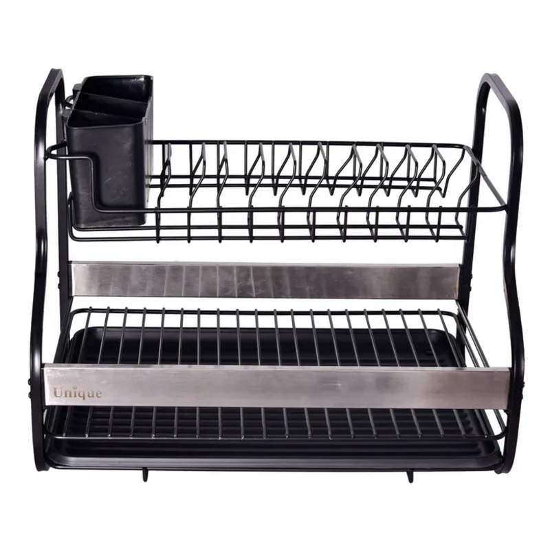 جاظرفی 2 طبقه مشکی یونیک کد UN-2987 (بدنه از جنس آهن با رنگ گوره ای با کیفیت + دو نوار استیل کناری ) gallery0