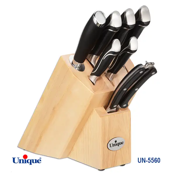 سرویس کارد و ساطور آشپزخانه یونیک کد UN-5560 (8 پارچه با پایه چوبی) (طرح شماره 2)