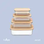 ظرف غذای 4 سایز پیرکس درب بامبو یونیک کد UN-1407 (خارجی با کیفیت عالی) thumb 1