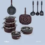 سرویس قابلمه 16 پارچه یونیک - مدل مونیخ - رنگ زرشکی کد UN-7652 thumb 1