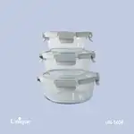 ظرف غذای 3 سایز گرد یونیک کد UN-1404 ( جنس بدنه بلور+درب پلاستیکی قفل دار )(خارجی) thumb 2