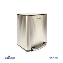 سطل زباله چهارگوش 20 لیتر استیل یونیک با آرام بند کد UN-4300 gallery0