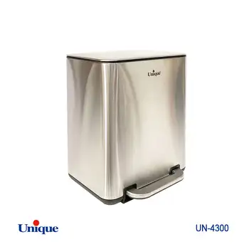 سطل زباله چهارگوش 20 لیتر استیل یونیک با آرام بند کد UN-4300