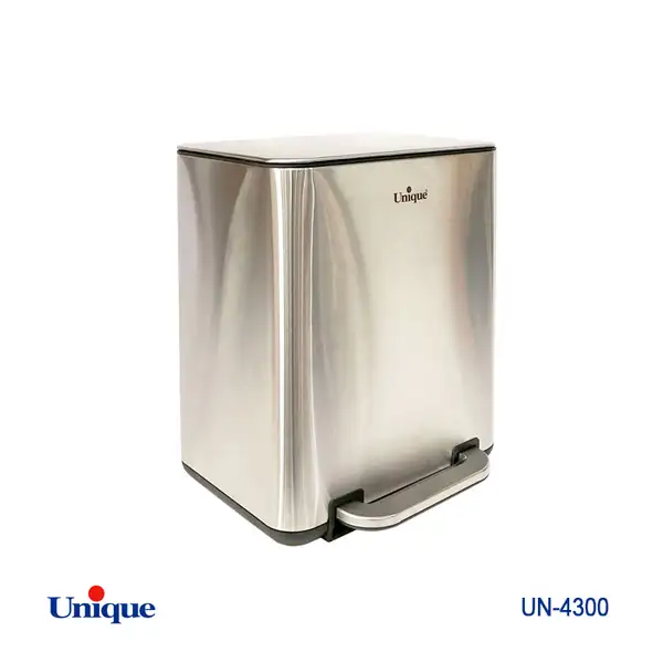 سطل زباله چهارگوش 20 لیتر استیل یونیک با آرام بند کد UN-4300