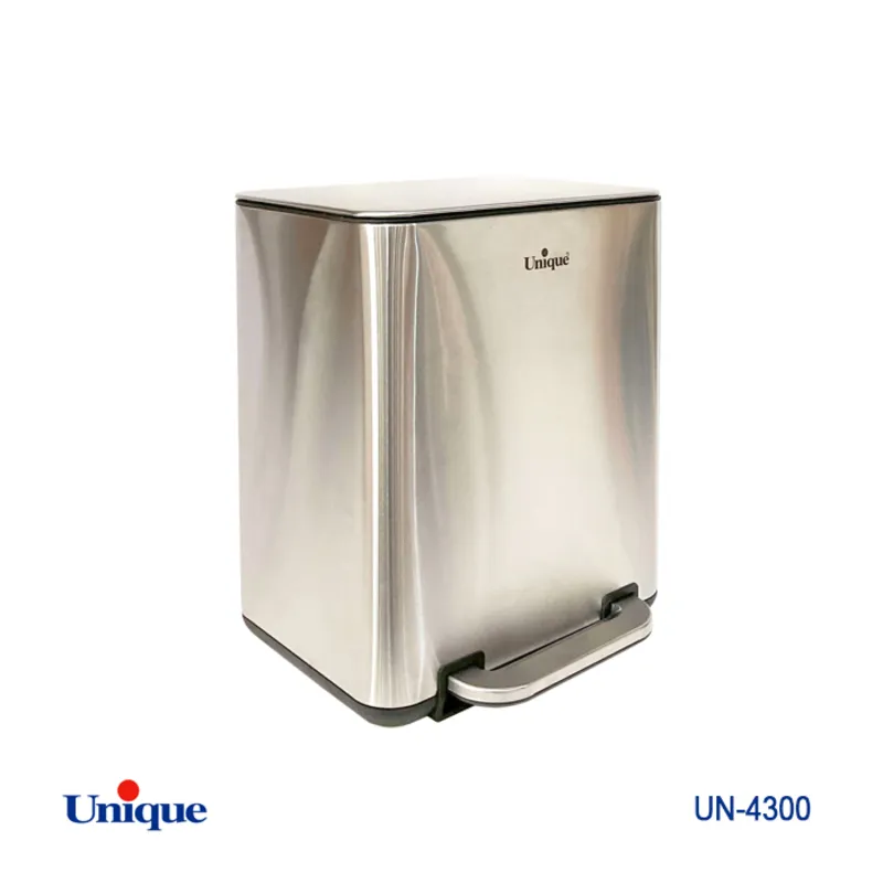 سطل زباله چهارگوش 20 لیتر استیل یونیک با آرام بند کد UN-4300 gallery0