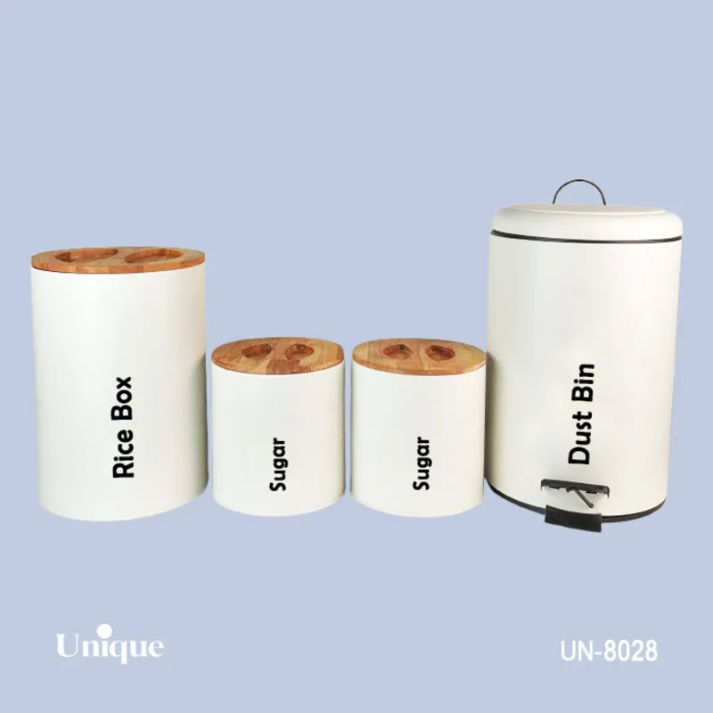 سرویس آشپزخانه 4 پارچه درب بامبو یونیک رنگ سفید کد UN-8028 gallery0