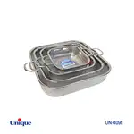 آبکش استیل مربعی 4 سایز یونیک کد UN-4091 (خارجی با کیفیت عالی) ( دارای پایه و دسته) thumb 1