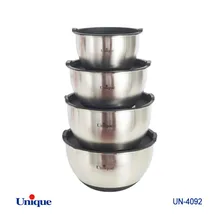 لگن استیل درب دار 4 سایز یونیک کد UN-4092 (خارجی با کیفیت عالی) ( با زیره سیلیکونی) gallery0