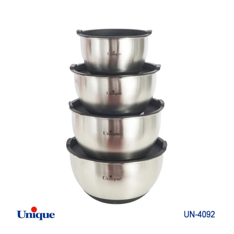 لگن استیل درب دار 4 سایز یونیک کد UN-4092 (خارجی با کیفیت عالی) ( با زیره سیلیکونی) gallery0