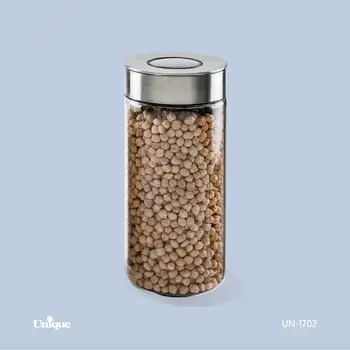 بانکه پیرکس درب استیل یونیک کد UN-1702 (درب پمپی وکیومی - ارتفاع 20cm - حبوبات)