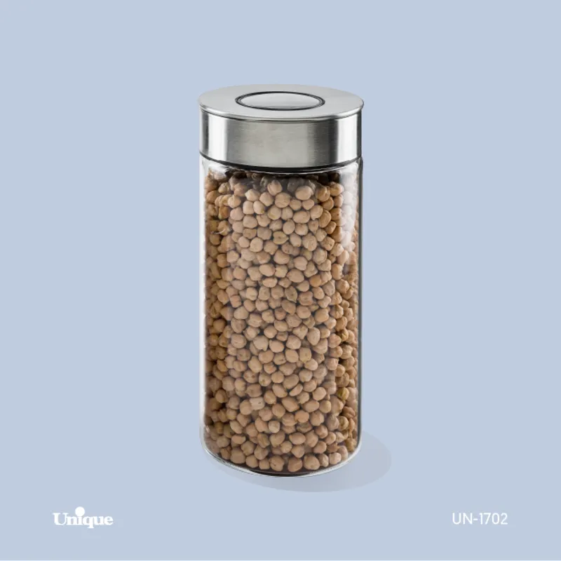 بانکه پیرکس درب استیل یونیک کد UN-1702 (درب پمپی وکیومی - ارتفاع 20cm - حبوبات) gallery0