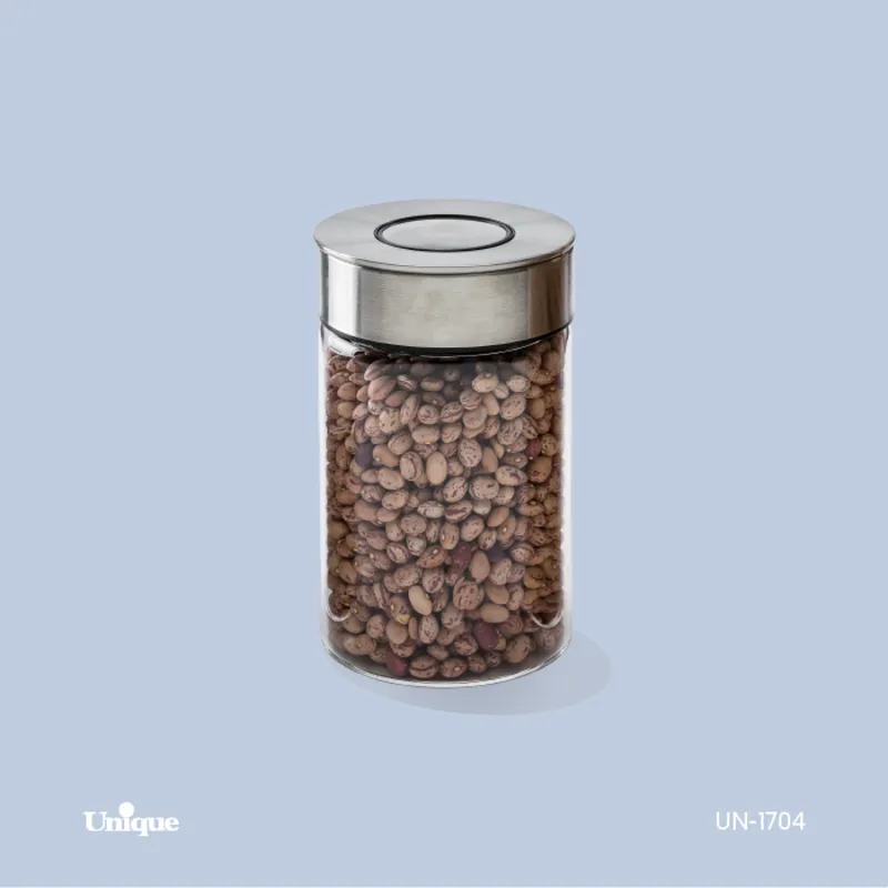بانکه پیرکس درب استیل یونیک کد UN-1704 (درب پمپی وکیومی - ارتفاع 15cm - حبوبات) gallery0