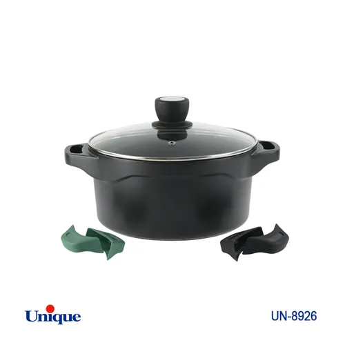 قابلمه یونیک مدل هلیوس سایز 24 کد UN-8926 (خارجی-بدنه آلومینیوم-داخل گرانیت)+دستگیره سیلیکونی هدیه