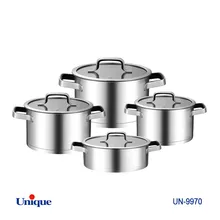 سرویس قابلمه 8 پارچه استیل یونیک کد UN-9970 (دارای تابه کف لیزری نچسب) gallery0